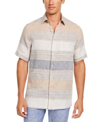 Tasso Elba - Men's Cannela Linen Striped Shirt