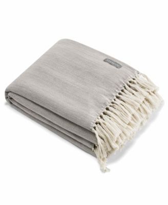 Vera Wang - Twill Fringe Soft Charcoal Throw