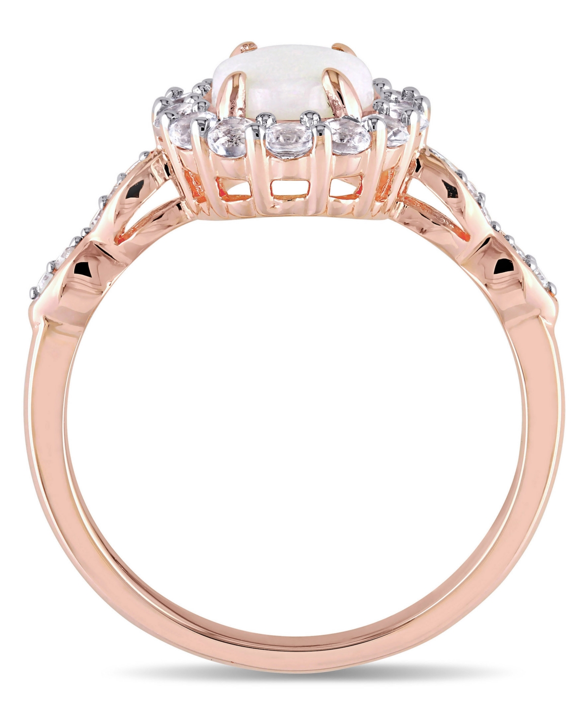 (7/8 ct. t.w.), White Topaz (5/8 ct. t.w.) and Diamond Accent Vintage Halo Ring in 14k Rose Gold - Opal