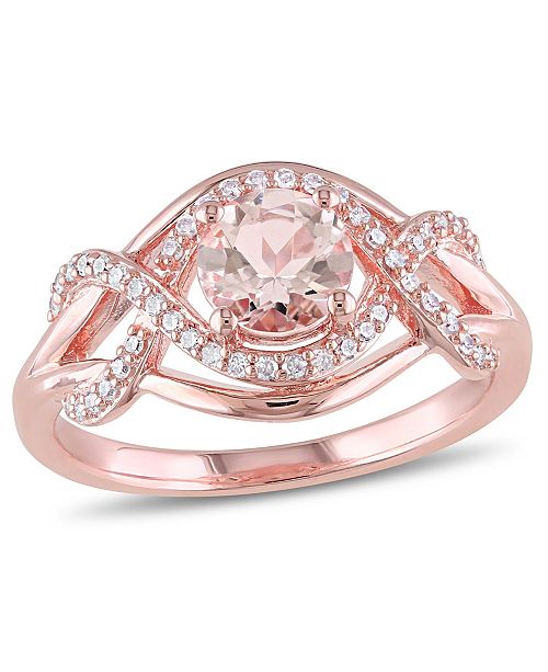Macy S Morganite 4 5 Ct T W And Diamond 1 5 Ct T W Halo