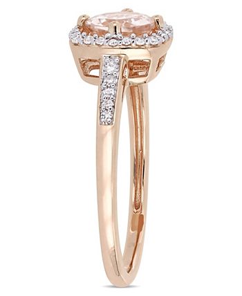 Macy's - Morganite (4/5 ct. t.w.) and Diamond (1/7 ct. t.w.) Square Halo Ring in 10k Rose Gold