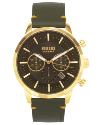 Versus by Versace - Men's Chronograph Eugene Green Leather Strap Watch 46mm