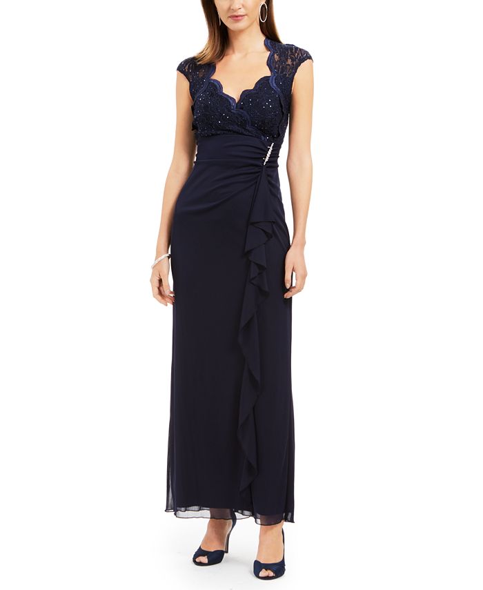 Connected Lace Column Gown - Macy's