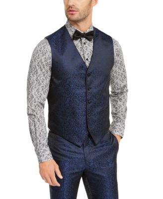Tallia - Men's Navy & Black Animal Print Vest