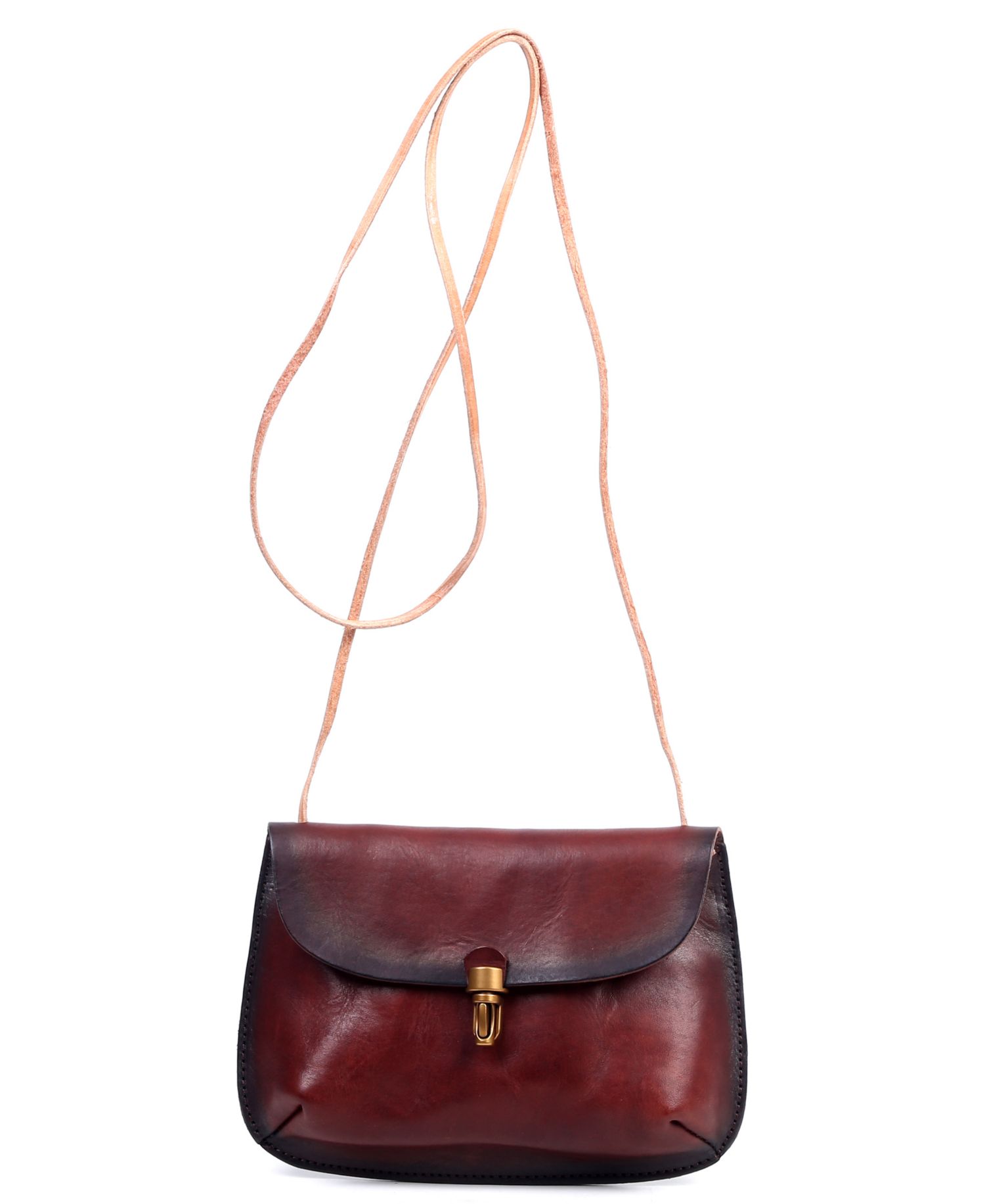 Ada Small Leather Pushlock Crossbody Bag
