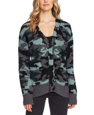 long camo cardigan sweater