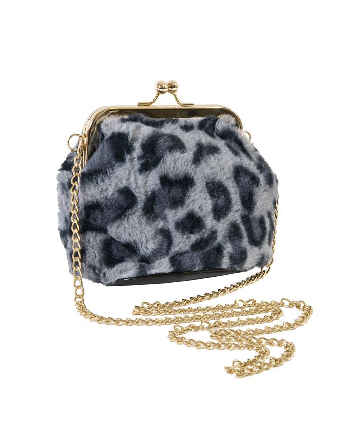 Area Stars Faux Fur Bag with Kiss Lock Closure and Chain Crossbody ...