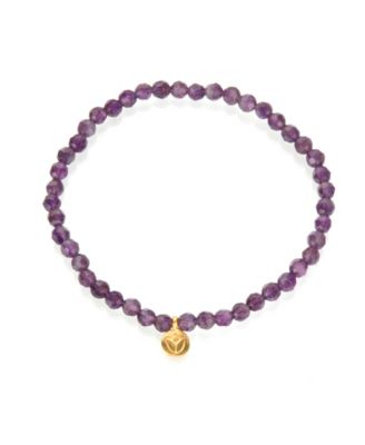 Satya Jewelry - Amethyst Gold Mini Lotus Stretch Bracelet
