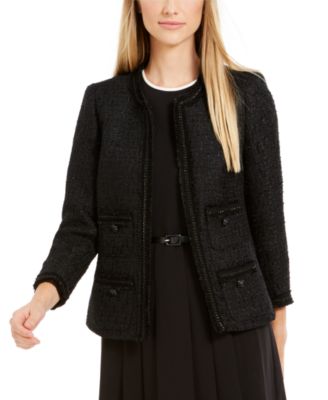 Anne Klein Tweed Patch-Pocket Jacket - Macy's