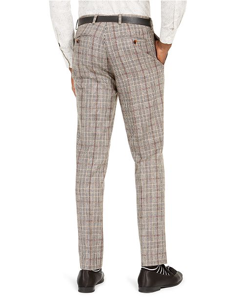 Tallia Orange Men's Slim-Fit Brown Plaid Flannel Suit Pants & Reviews ...