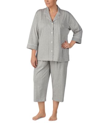 Plus Size Button-Front Top and Pants Pajama Set