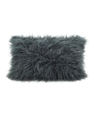 Mongolian Faux Fur Decorative Pillow, 12" x 20"