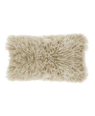 Mongolian Faux Fur Decorative Pillow, 12" x 20"