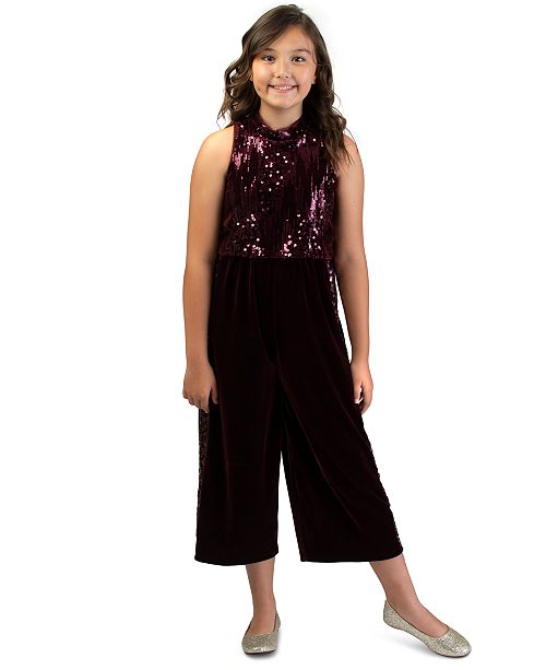 Bonnie Jean Big Girls Sequin Stretch Velvet Jumpsuit Reviews