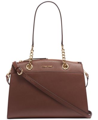 Calvin klein hayden leather satchel sale