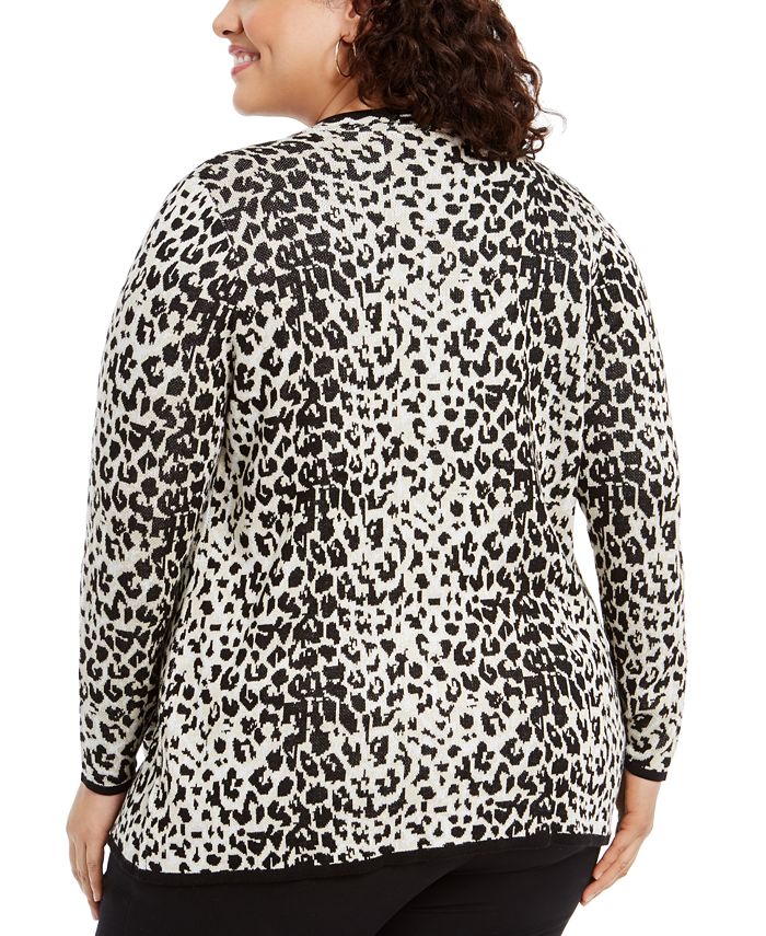 Plus Size Animal Open Front Cardigan