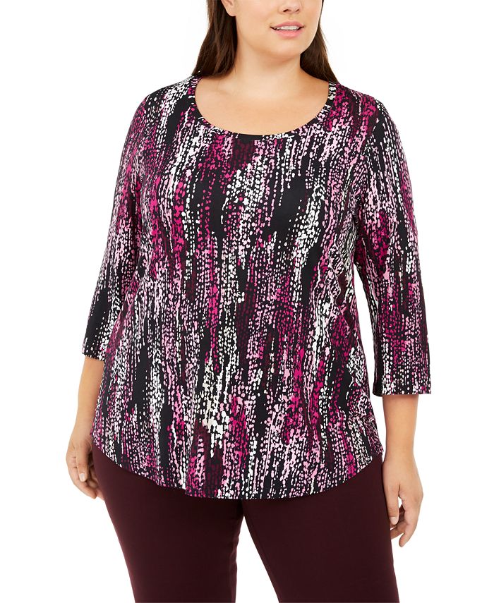 JM Collection Plus Size Scoopneck Top, Created for Macy's - Macy's