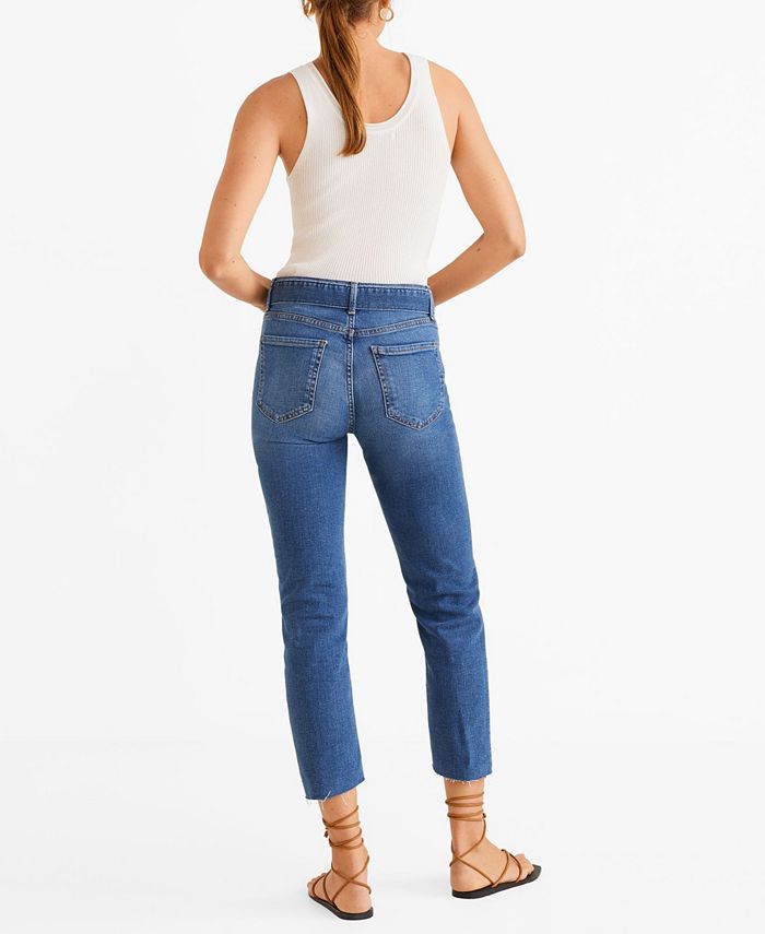 MANGO Straight-Fit Belt Jeans - Macy's