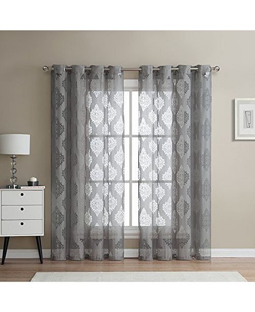Hlc Me Lumino By Sydney Damask Semi Sheer Grommet Curtain Panels