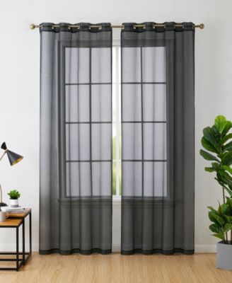 2 Piece Semi Sheer Voile Window Curtain Drapes Grommet Panels for Bedroom, Living Room & Kids Room