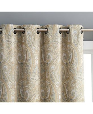 Paris Paisley Thermal Insulated Decorative Rod Pocket Short Scalloped Curtain Valance for Kitchen, Bathroom, Basement and Small Windows