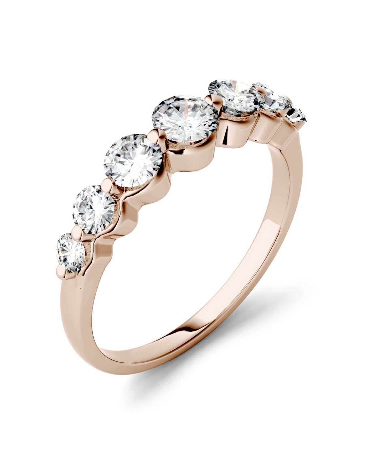 Shop Charles & Colvard Moissanite Graduated Seven Stone Band 7/8 Ct. T.w. Diamond Equivalent In 14k White, Yellow, Or Rose  In Rose Gold