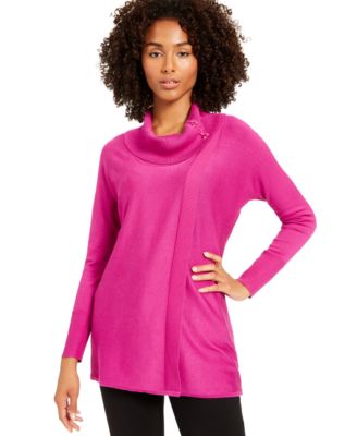 JM Collection Faux-Wrap Cowl-Neck Sweater, Created For Macy's & Reviews ...