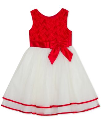 Rare Editions Little Girls Basketweave Bow Dress - Macy's