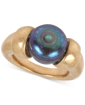 image of Robert Lee Morris Soho Gold-Tone Freshwater Pearl (12mm) Sculptural Ring