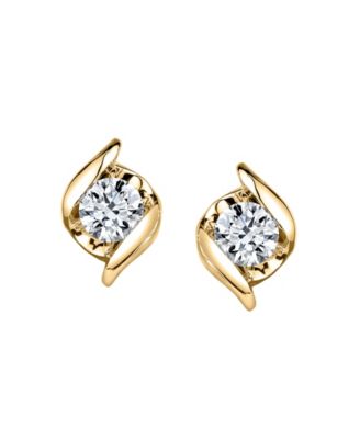 Diamond (1/5 ct. t.w.) Twist Earrings in 14k Yellow Gold