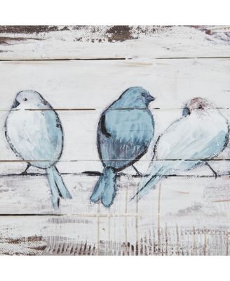 Perched Birds Hand Painted Wood Plank