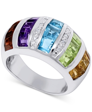 image of Multi-Gemstone (4-3/4 ct. t.w.) & Diamond Accent Statement Ring in Sterling Silver