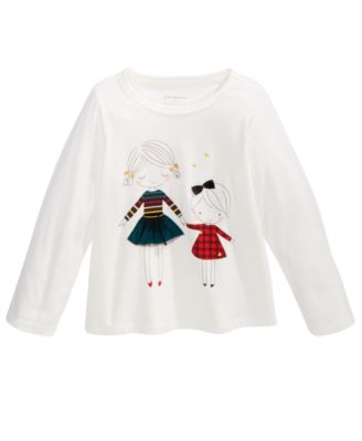 First Impressions - Baby Girls Sisters-Print Cotton T-Shirt