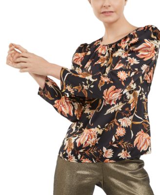 INC International Concepts - Floral-Print Puff-Sleeve Top