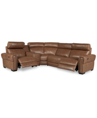 Furniture - Josephia 5-Pc. Leather Sectional with 2 Power Recliners and Console