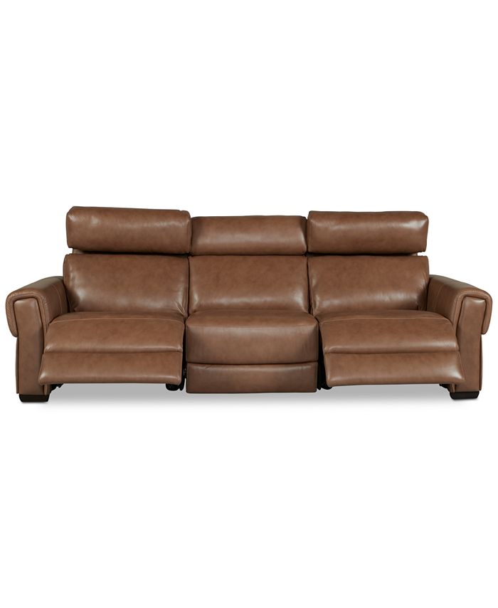 Furniture - Josephia 3-Pc. Leather Sectional with 2 Power Recliners