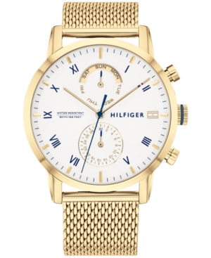 image of Tommy Hilfiger Women-s Gold-Tone Stainless Steel Mesh Bracelet Watch 44mm