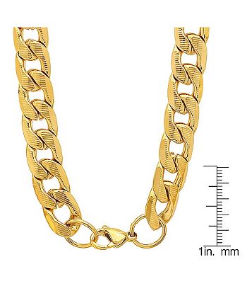 STEELTIME - Men's 18k Gold Plated Stainless Steel Accented 6mm Cuban Chain 24" from