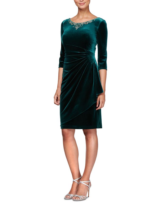 Alex Evenings Beaded Velvet Shift Dress Macy s