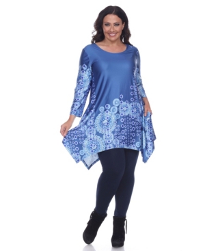 Shop White Mark Plus Size Rella 3/4 Sleeve Tunic Top In Blue
