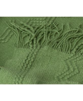 Battilo Home Woven Raised Zigzag, Chain Patterns and Tasseled End Throw, 50" X 60"