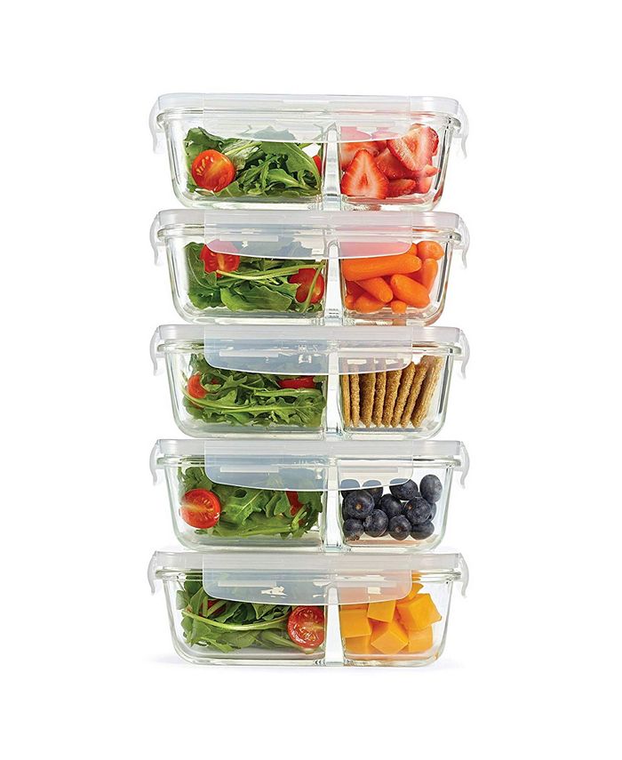 Fit & Fresh Set of 5 Divided Glass Containers, 27.05 Oz Macy's