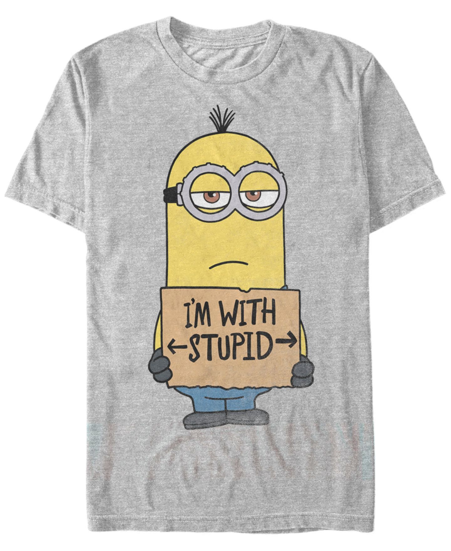 Мужская футболка Fifth Sun Minions Illumination Despicable Me I'M With Stupid Short Sleeve, цвет: Меланжевый — фото 1