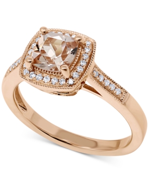 image of Morganite (5/8 ct. t.w.) & Diamond (1/8 ct. t.w.) Ring in 14k Rose Gold