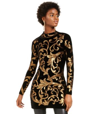 INC International Concepts - Sequined Mock-Neck Sweater