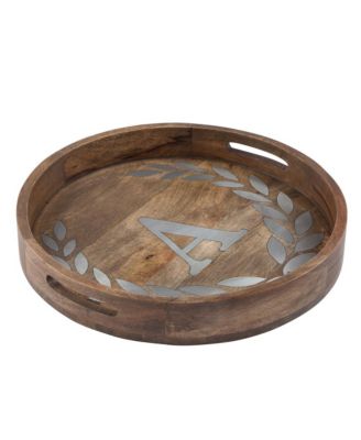 The GG Collection - Heritage Collection Mango Wood Round Tray With Letter "A"