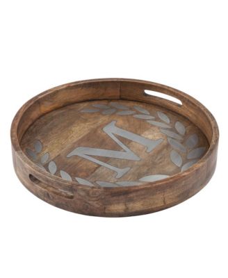 Heritage Collection Monogram Mango Wood Round Tray