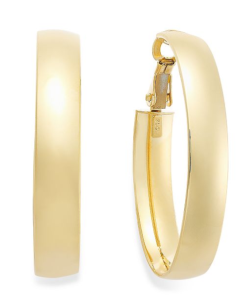 Italian Gold Omega Back Hoop Earrings in 14k Gold & Reviews - Earrings - Jewelry & Watches - Macy&#39;s