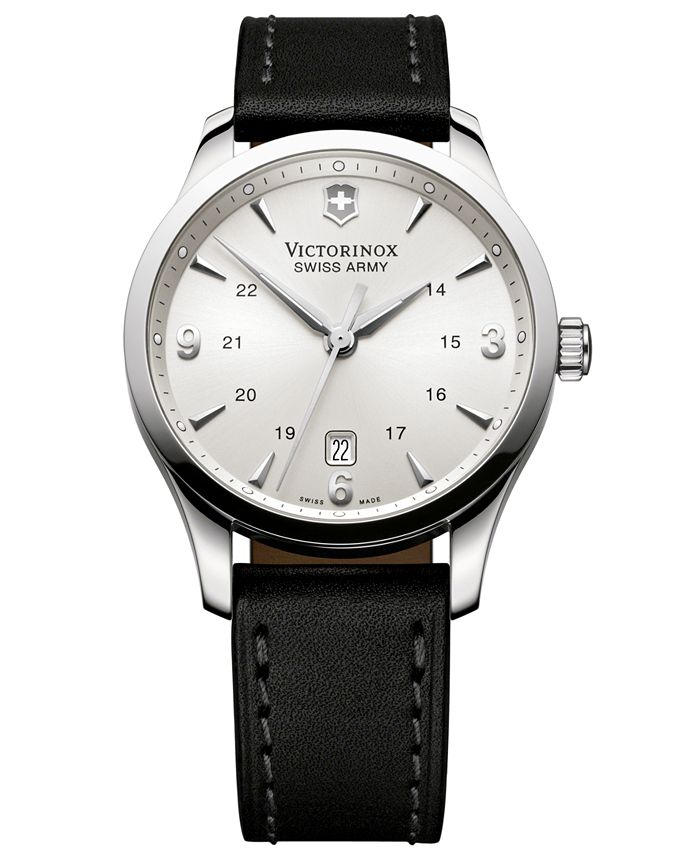 Victorinox Swiss Army Men s Alliance Black Leather Strap Watch