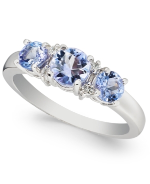 image of Tanzanite (1-1/10 ct. t.w.) & Diamond (1/20 ct. t.w.) Ring in 14k White Gold